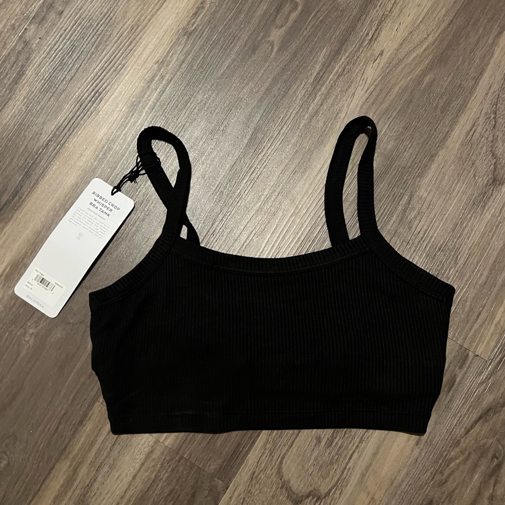 Black Alo whisper Ribbed Bra tank